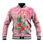 Breast Cancer Pink Cockatoo Baseball Jacket Indigenous Australia Watercolor Glaze - Aussie Hoodie