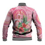 Breast Cancer Pink Cockatoo Baseball Jacket Indigenous Australia Watercolor Glaze - Aussie Hoodie