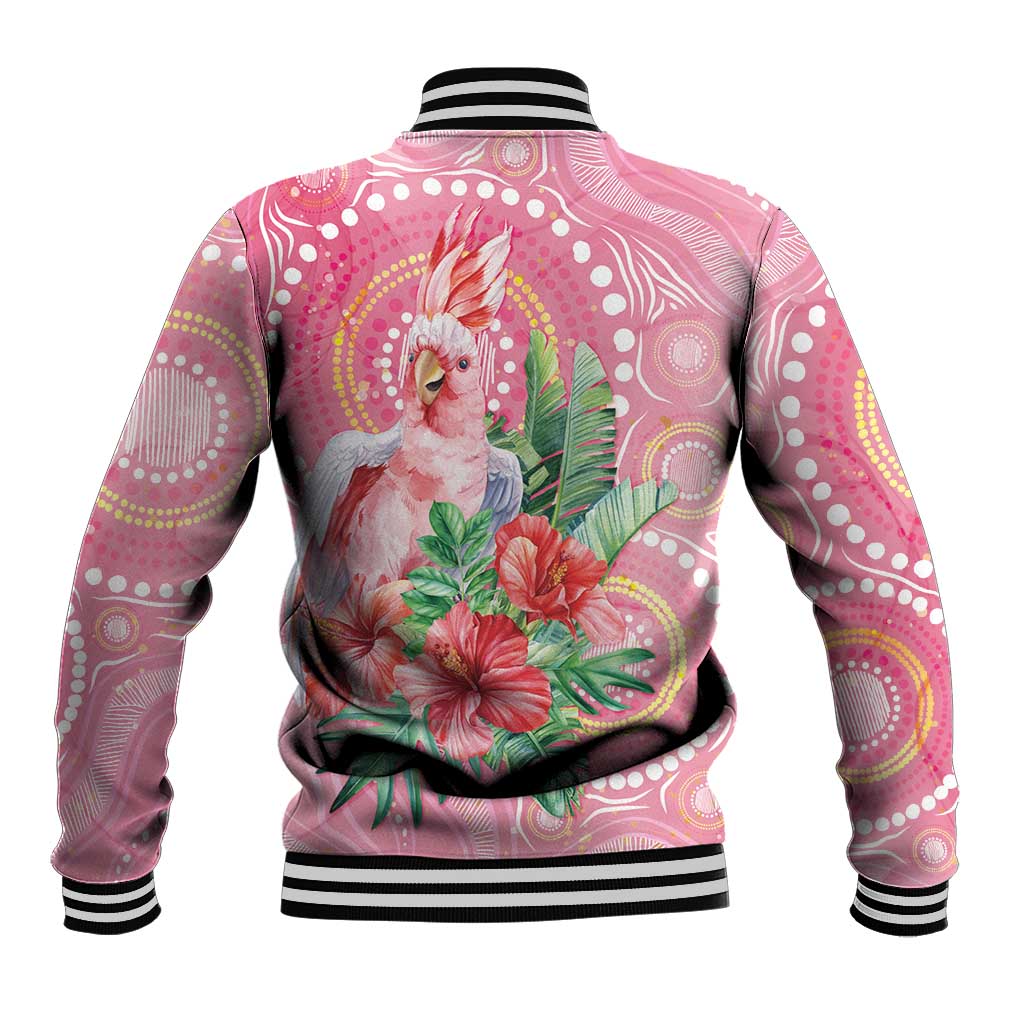 Breast Cancer Pink Cockatoo Baseball Jacket Indigenous Australia Watercolor Glaze - Aussie Hoodie
