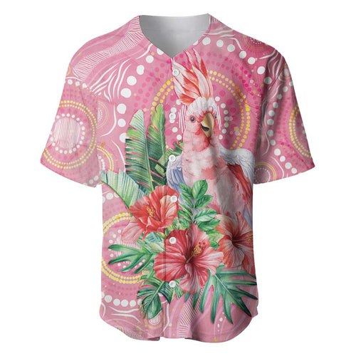 Breast Cancer Pink Cockatoo Baseball Jersey Indigenous Australia Watercolor Glaze - Aussie Hoodie
