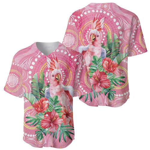 Breast Cancer Pink Cockatoo Baseball Jersey Indigenous Australia Watercolor Glaze - Aussie Hoodie