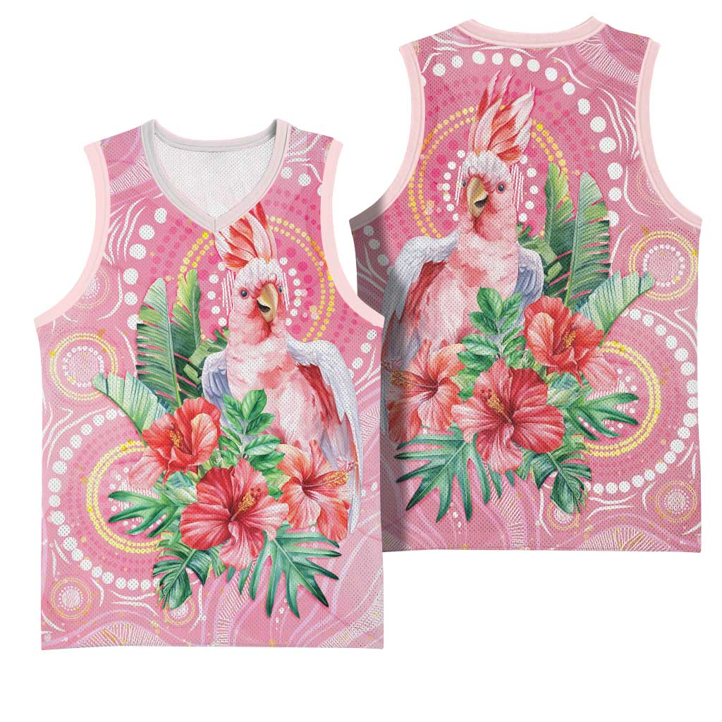 Breast Cancer Pink Cockatoo Basketball Jersey Indigenous Australia Watercolor Glaze - Aussie Hoodie