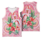 Breast Cancer Pink Cockatoo Basketball Jersey Indigenous Australia Watercolor Glaze - Aussie Hoodie
