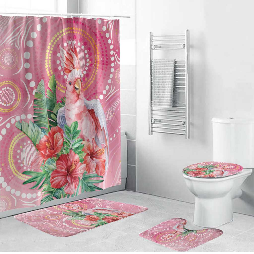 Breast Cancer Pink Cockatoo Bathroom Set Indigenous Australia Watercolor Glaze - Aussie Hoodie