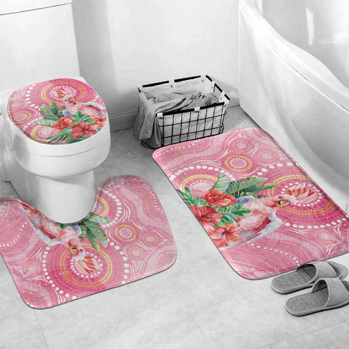 Breast Cancer Pink Cockatoo Bathroom Set Indigenous Australia Watercolor Glaze - Aussie Hoodie