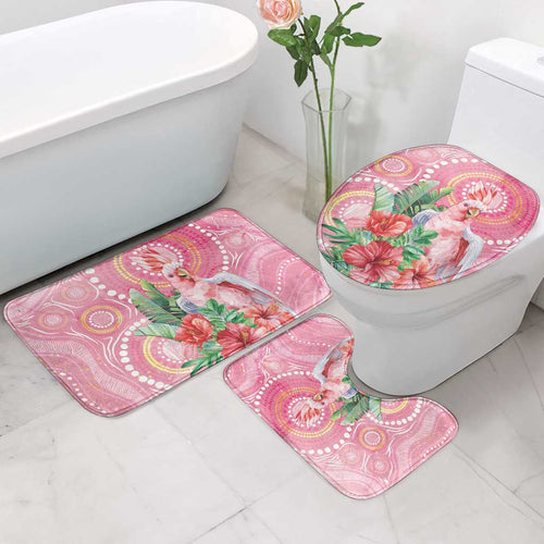 Breast Cancer Pink Cockatoo Bathroom Set Indigenous Australia Watercolor Glaze - Aussie Hoodie