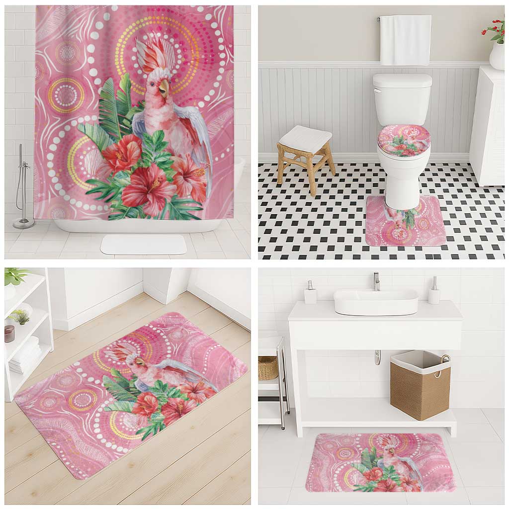 Breast Cancer Pink Cockatoo Bathroom Set Indigenous Australia Watercolor Glaze - Aussie Hoodie