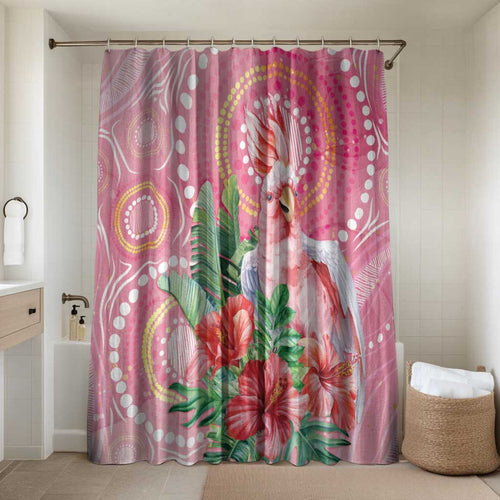 Breast Cancer Pink Cockatoo Bathroom Set Indigenous Australia Watercolor Glaze - Aussie Hoodie