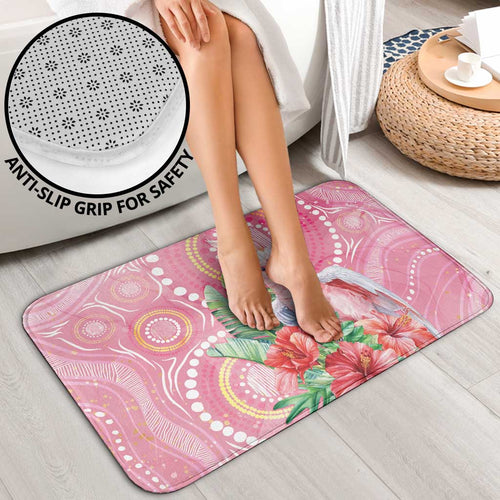 Breast Cancer Pink Cockatoo Bathroom Set Indigenous Australia Watercolor Glaze - Aussie Hoodie