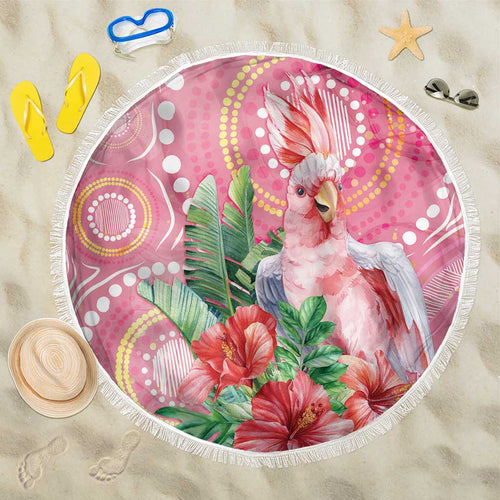 Breast Cancer Pink Cockatoo Beach Blanket Indigenous Australia Watercolor Glaze - Aussie Hoodie