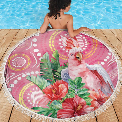 Breast Cancer Pink Cockatoo Beach Blanket Indigenous Australia Watercolor Glaze - Aussie Hoodie