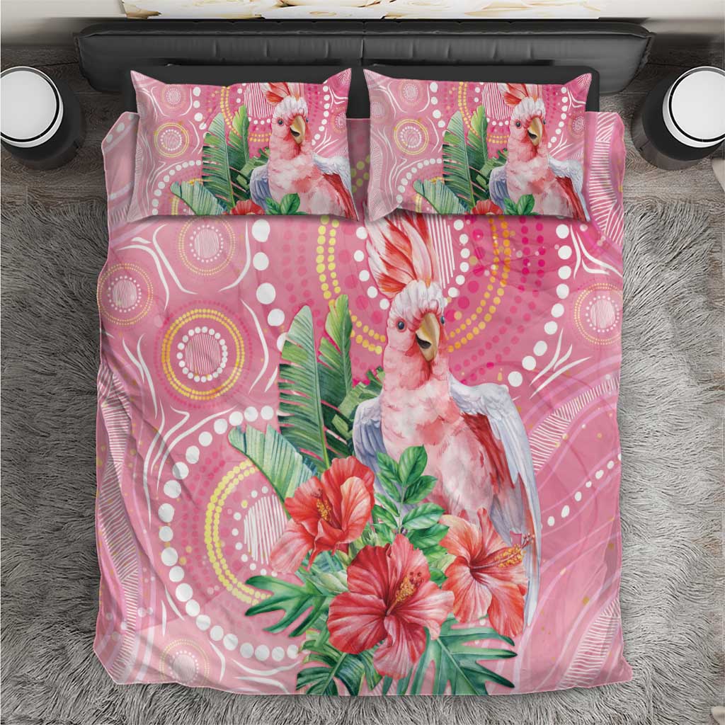 Breast Cancer Pink Cockatoo Bedding Set Indigenous Australia Watercolor Glaze - Aussie Hoodie