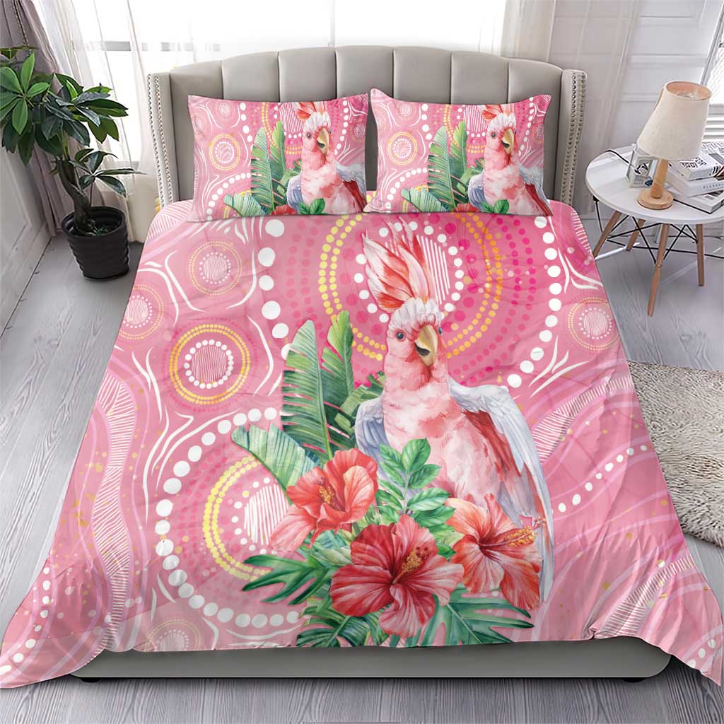 Breast Cancer Pink Cockatoo Bedding Set Indigenous Australia Watercolor Glaze - Aussie Hoodie