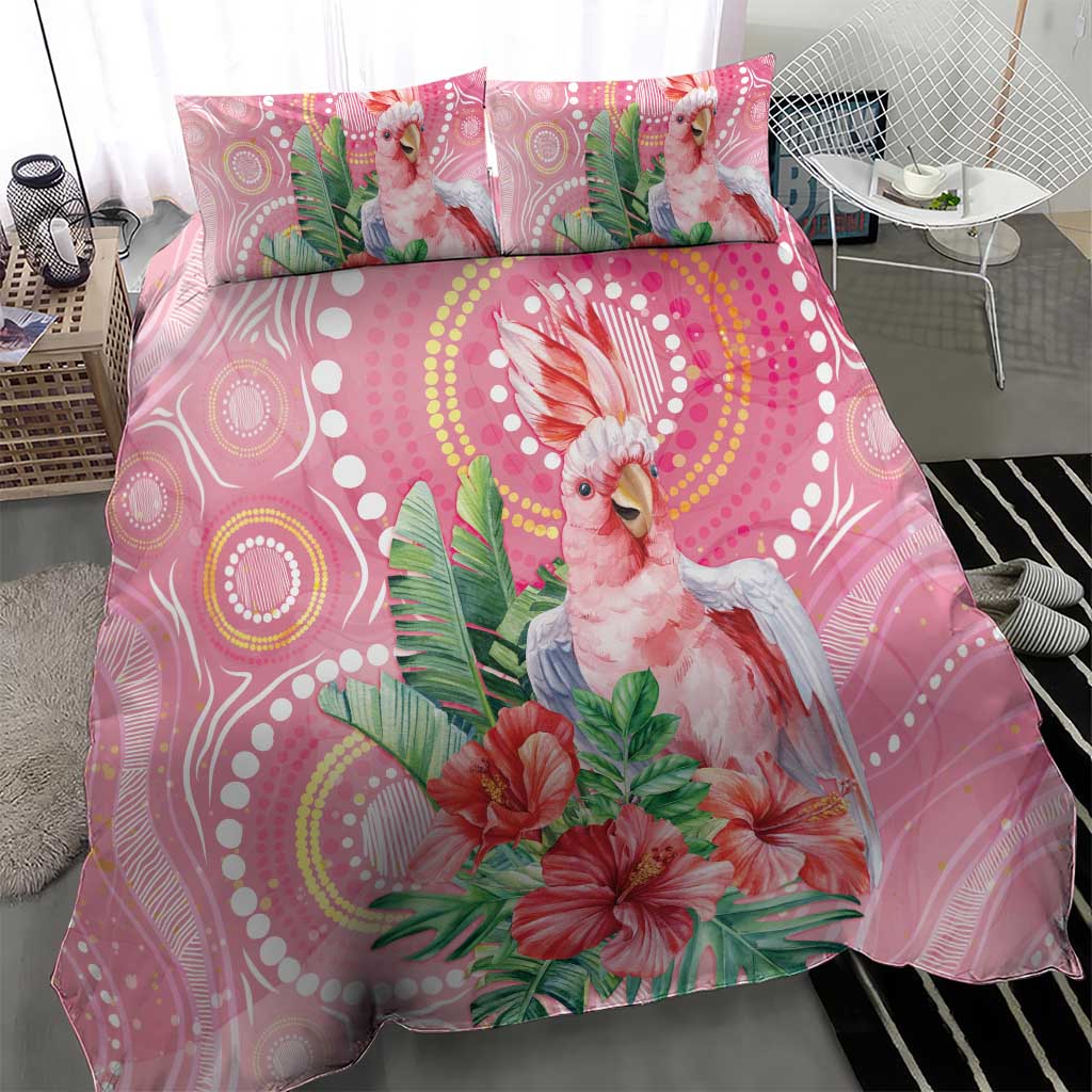 Breast Cancer Pink Cockatoo Bedding Set Indigenous Australia Watercolor Glaze - Aussie Hoodie