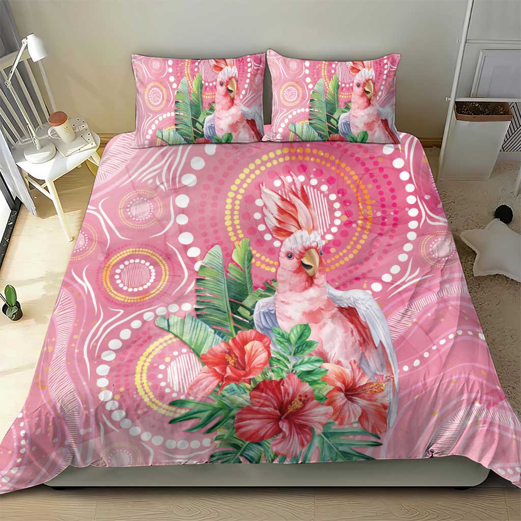 Breast Cancer Pink Cockatoo Bedding Set Indigenous Australia Watercolor Glaze - Aussie Hoodie