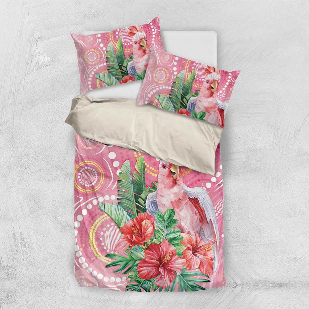 Breast Cancer Pink Cockatoo Bedding Set Indigenous Australia Watercolor Glaze - Aussie Hoodie