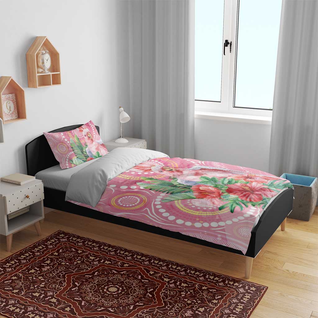 Breast Cancer Pink Cockatoo Bedding Set Indigenous Australia Watercolor Glaze - Aussie Hoodie