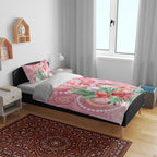 Breast Cancer Pink Cockatoo Bedding Set Indigenous Australia Watercolor Glaze - Aussie Hoodie