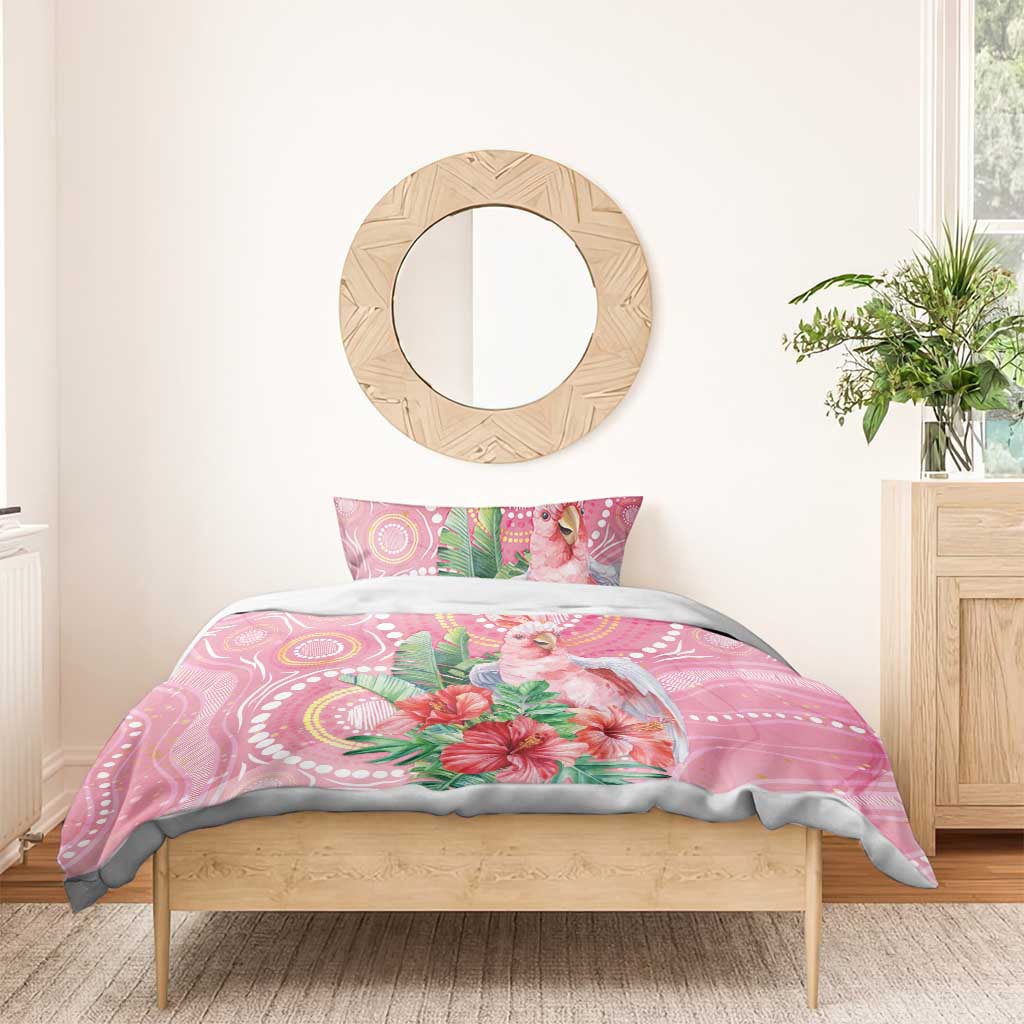 Breast Cancer Pink Cockatoo Bedding Set Indigenous Australia Watercolor Glaze - Aussie Hoodie