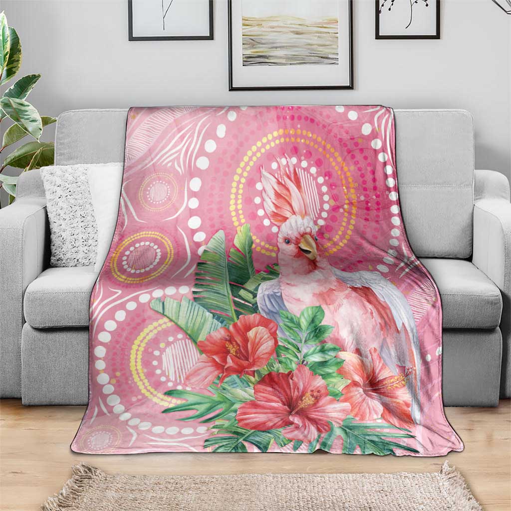 Breast Cancer Pink Cockatoo Blanket Indigenous Australia Watercolor Glaze - Aussie Hoodie