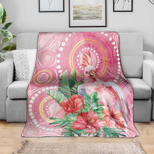 Breast Cancer Pink Cockatoo Blanket Indigenous Australia Watercolor Glaze - Aussie Hoodie