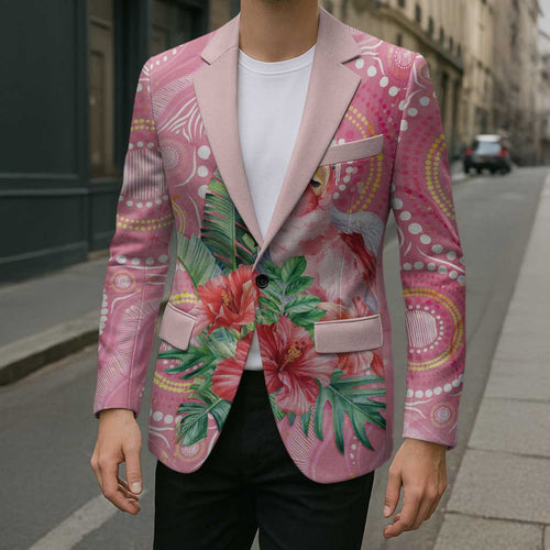 Breast Cancer Pink Cockatoo Blazer Indigenous Australia Watercolor Glaze - Aussie Hoodie