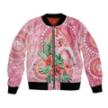 Breast Cancer Pink Cockatoo Bomber Jacket Indigenous Australia Watercolor Glaze - Aussie Hoodie