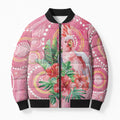 Breast Cancer Pink Cockatoo Bomber Puffer Jacket Indigenous Australia Watercolor Glaze - Aussie Hoodie