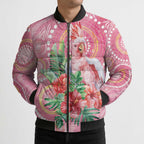 Breast Cancer Pink Cockatoo Bomber Puffer Jacket Indigenous Australia Watercolor Glaze - Aussie Hoodie