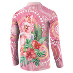 Breast Cancer Pink Cockatoo Button Sweatshirt Indigenous Australia Watercolor Glaze - Aussie Hoodie