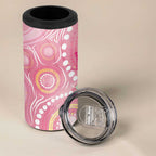 Breast Cancer Pink Cockatoo 4 in 1 Can Cooler Tumbler Indigenous Australia Watercolor Glaze - Aussie Hoodie