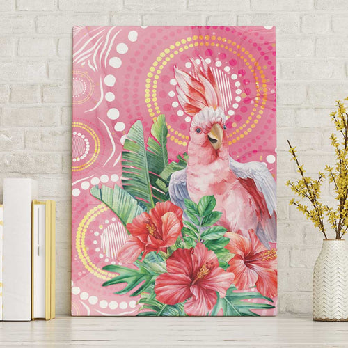 Breast Cancer Pink Cockatoo Canvas Wall Art Indigenous Australia Watercolor Glaze - Aussie Hoodie