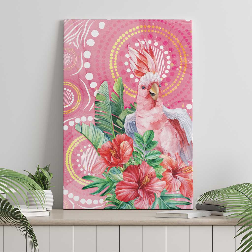 Breast Cancer Pink Cockatoo Canvas Wall Art Indigenous Australia Watercolor Glaze - Aussie Hoodie