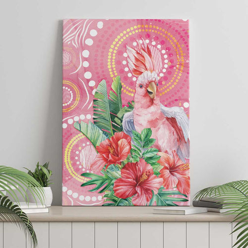 Breast Cancer Pink Cockatoo Canvas Wall Art Indigenous Australia Watercolor Glaze - Aussie Hoodie