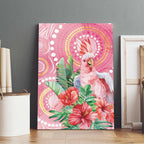 Breast Cancer Pink Cockatoo Canvas Wall Art Indigenous Australia Watercolor Glaze - Aussie Hoodie