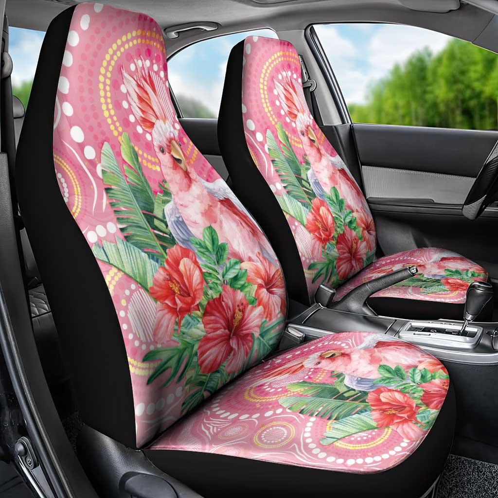 Breast Cancer Pink Cockatoo Car Seat Cover Indigenous Australia Watercolor Glaze - Aussie Hoodie