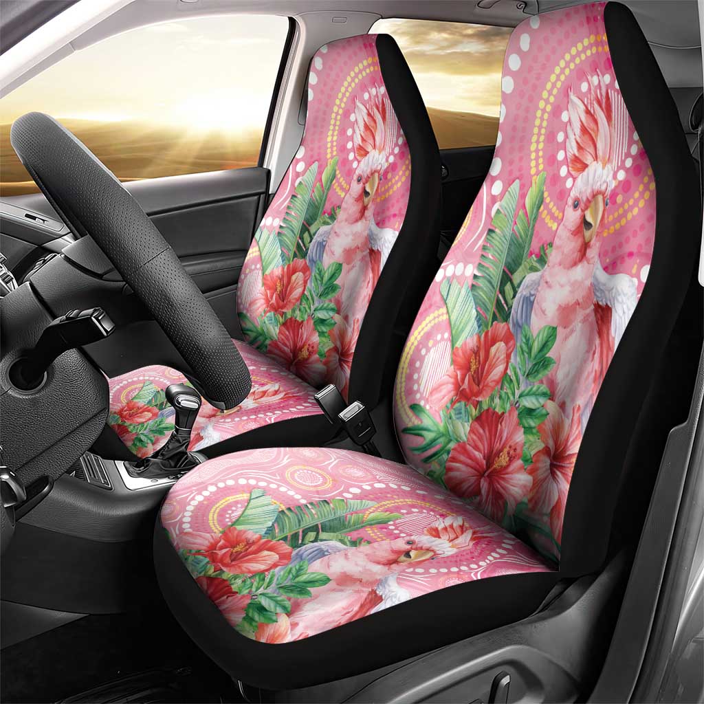 Breast Cancer Pink Cockatoo Car Seat Cover Indigenous Australia Watercolor Glaze - Aussie Hoodie