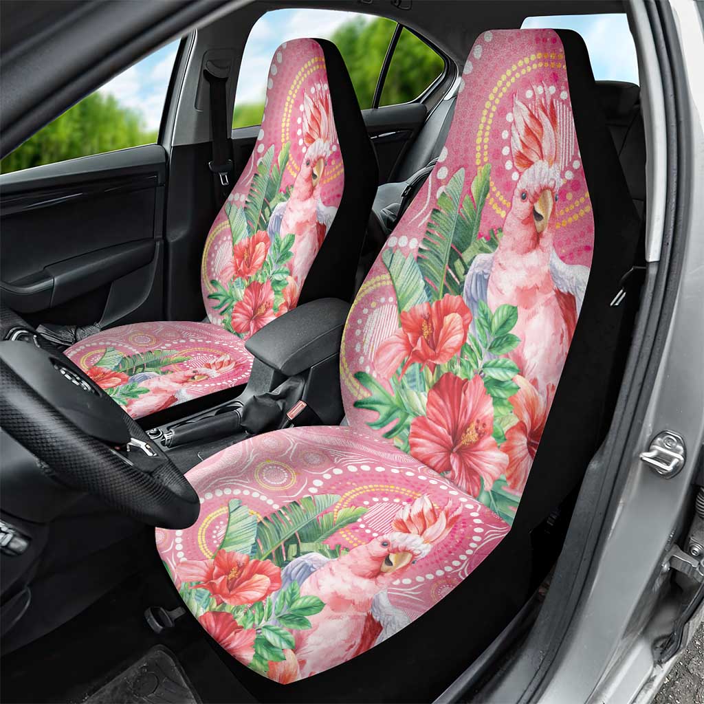 Breast Cancer Pink Cockatoo Car Seat Cover Indigenous Australia Watercolor Glaze - Aussie Hoodie