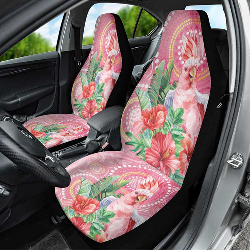 Breast Cancer Pink Cockatoo Car Seat Cover Indigenous Australia Watercolor Glaze - Aussie Hoodie