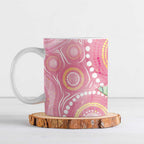 Breast Cancer Pink Cockatoo Ceramic Mug Indigenous Australia Watercolor Glaze - Aussie Hoodie