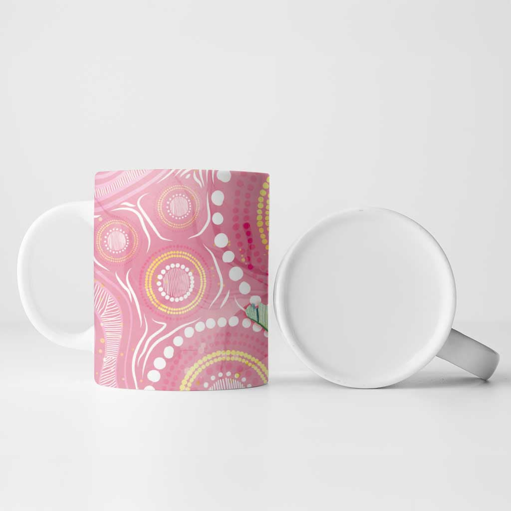 Breast Cancer Pink Cockatoo Ceramic Mug Indigenous Australia Watercolor Glaze - Aussie Hoodie