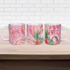Breast Cancer Pink Cockatoo Ceramic Mug Indigenous Australia Watercolor Glaze - Aussie Hoodie
