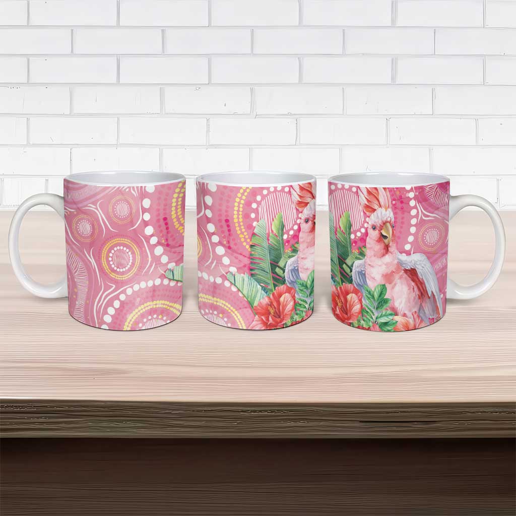 Breast Cancer Pink Cockatoo Ceramic Mug Indigenous Australia Watercolor Glaze - Aussie Hoodie