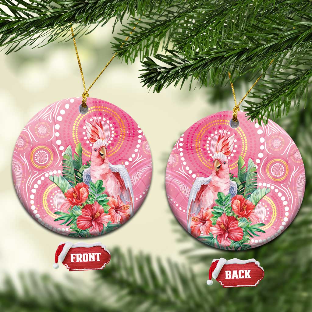 Breast Cancer Pink Cockatoo Ceramic Ornament Australia Indigenous Watercolor Glaze - Aussie Hoodie