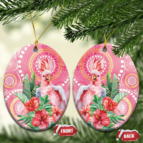 Breast Cancer Pink Cockatoo Ceramic Ornament Australia Indigenous Watercolor Glaze - Aussie Hoodie