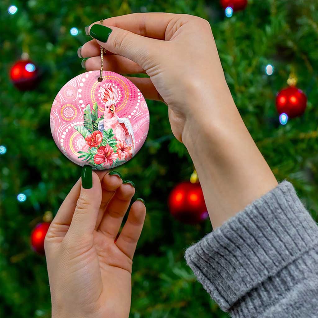 Breast Cancer Pink Cockatoo Ceramic Ornament Australia Indigenous Watercolor Glaze - Aussie Hoodie
