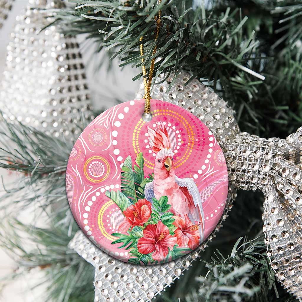 Breast Cancer Pink Cockatoo Ceramic Ornament Australia Indigenous Watercolor Glaze - Aussie Hoodie