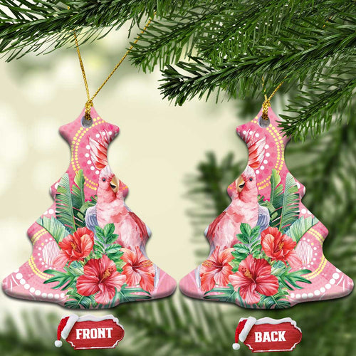 Breast Cancer Pink Cockatoo Ceramic Ornament Australia Indigenous Watercolor Glaze - Aussie Hoodie