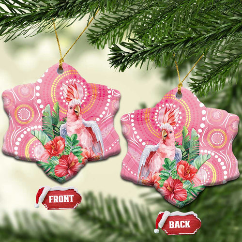 Breast Cancer Pink Cockatoo Ceramic Ornament Australia Indigenous Watercolor Glaze - Aussie Hoodie