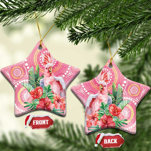 Breast Cancer Pink Cockatoo Ceramic Ornament Australia Indigenous Watercolor Glaze - Aussie Hoodie
